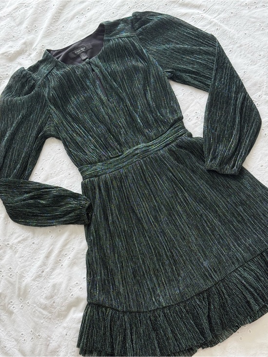 Ever New Dresses & Skirts - Ever New Emerald Metallic Pleated Long-Sleeve Dress